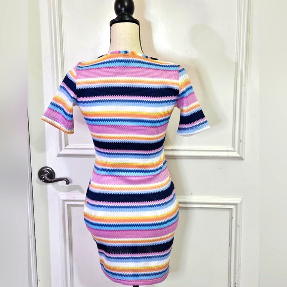 Princess Polly Blue/Pink Multi-Color Striped Bodycon Mini Dress, Size 6 - Picture 8 of 16